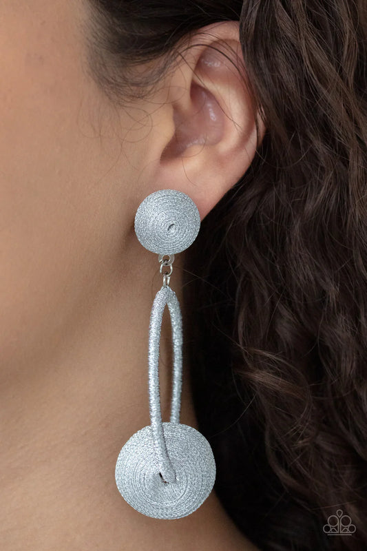 PAPARAZZI "SOCIAL SPHERE" SILVER POST EARRINGS