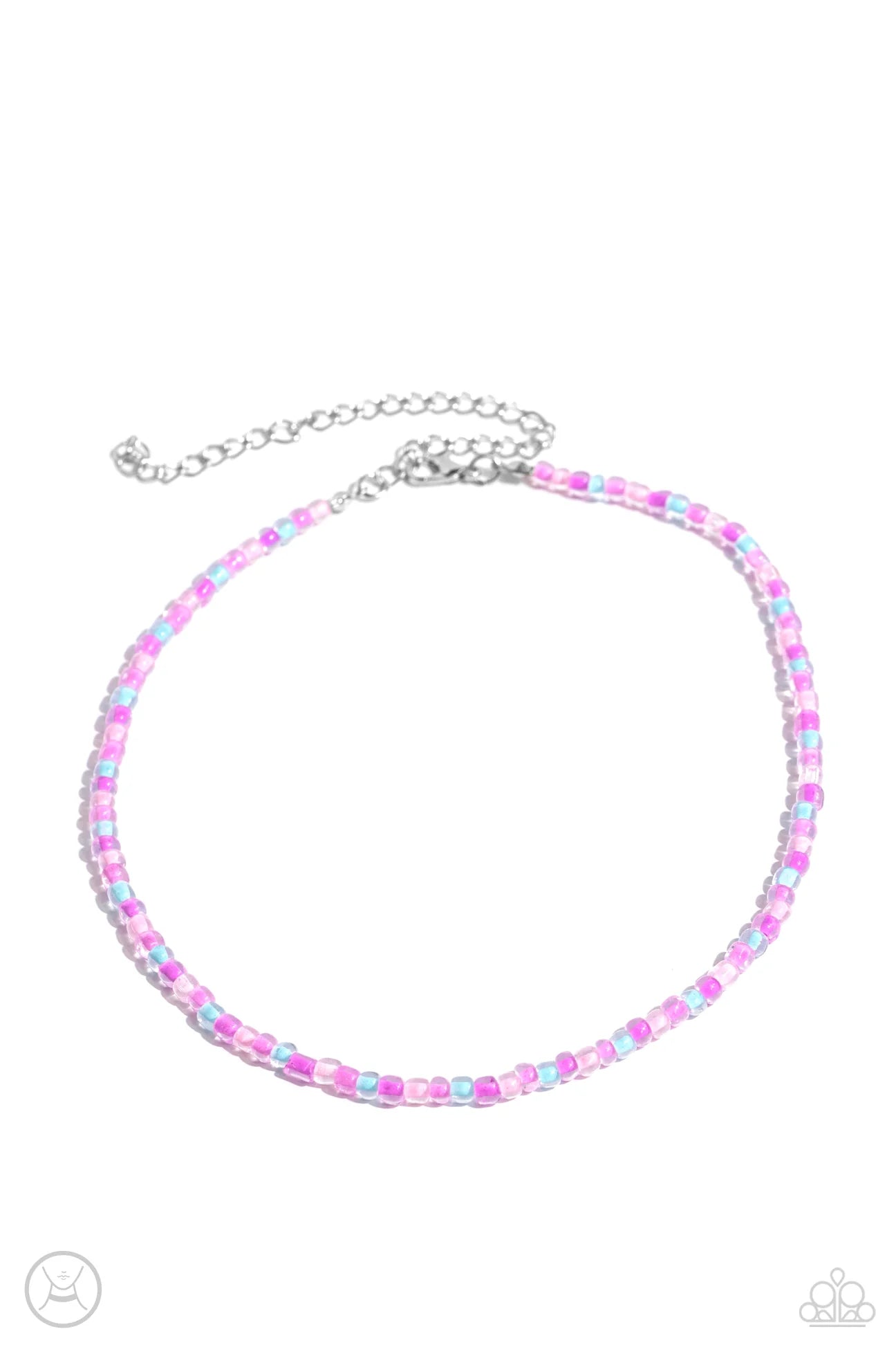 PAPARAZZI "COLORFULLY GLASSY" PINK CHOKER NECKLACE