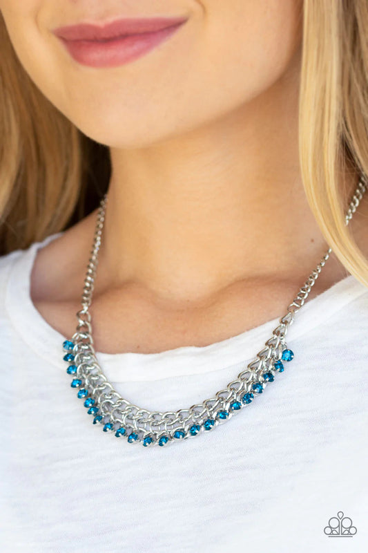 PAPARAZZI "GLOW AND GRIND" BLUE NECKLACE