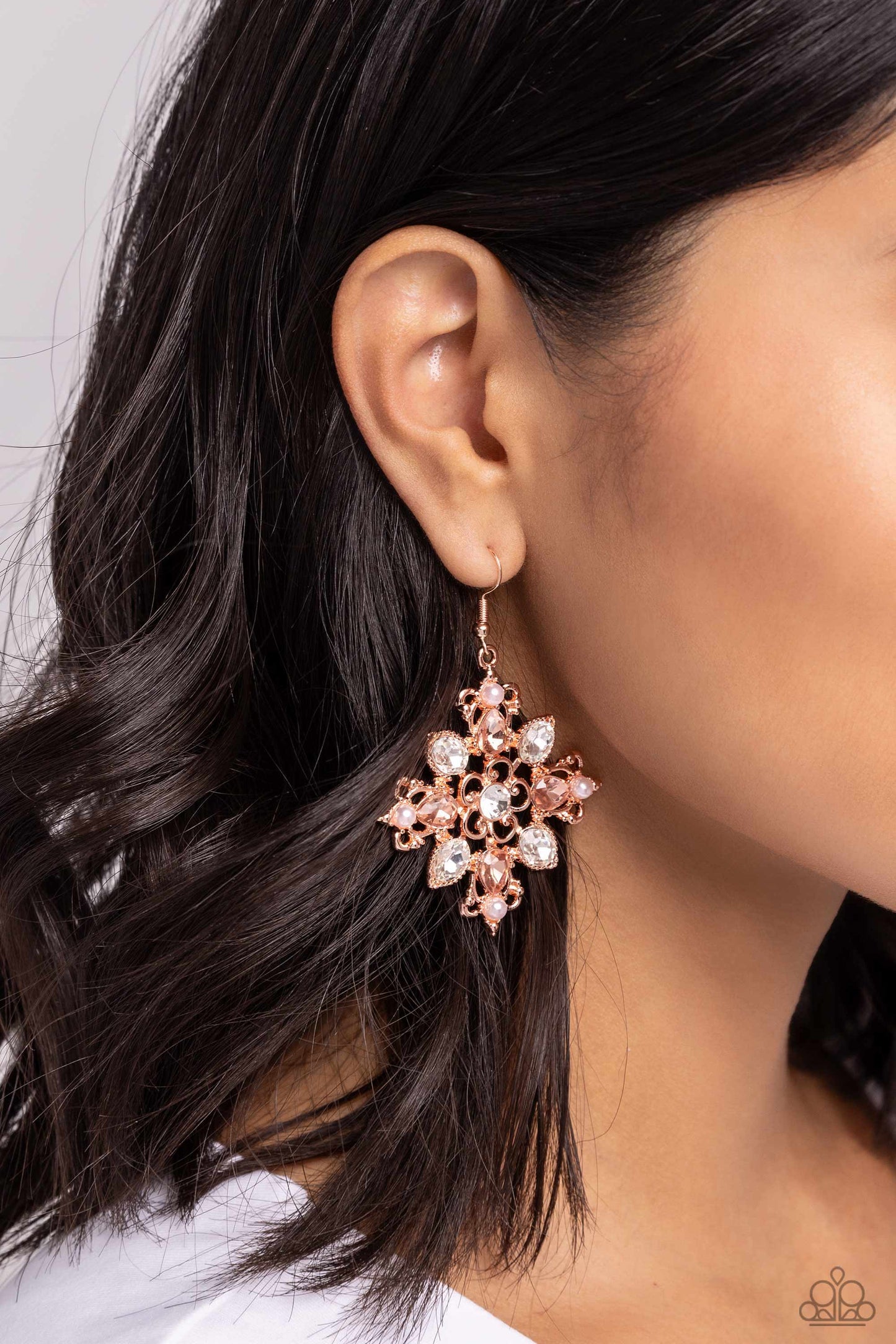 Paparazzi Fancy-Free Florals - Copper Earrings