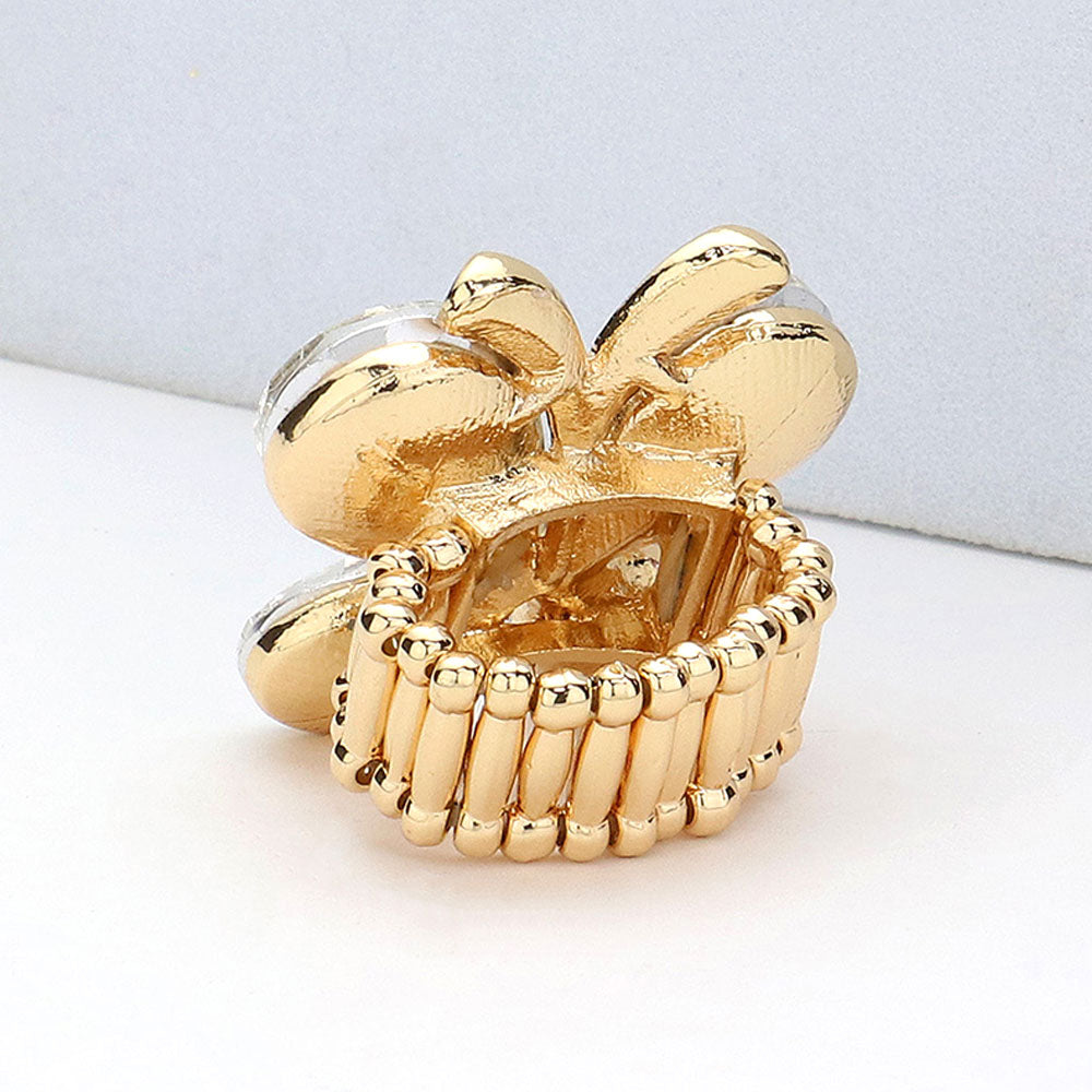 Butterfly Crystal Stone Cluster Stretch Ring