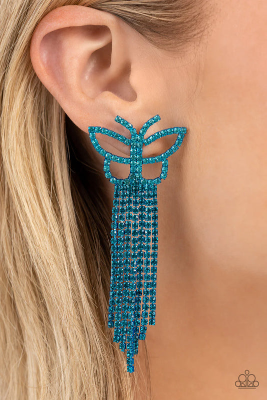 Paparazzi Billowing Butterflies - Blue Post Earrings