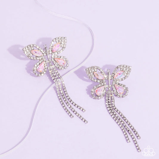 PAPARAZZI "NEXT SOAR" PINK POST EARRINGS