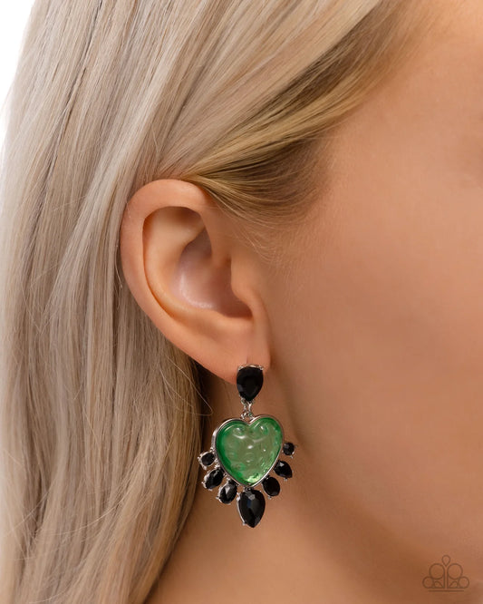 PAPARAZZI "RESORT RADIANCE" GREEN POST EARRINGS