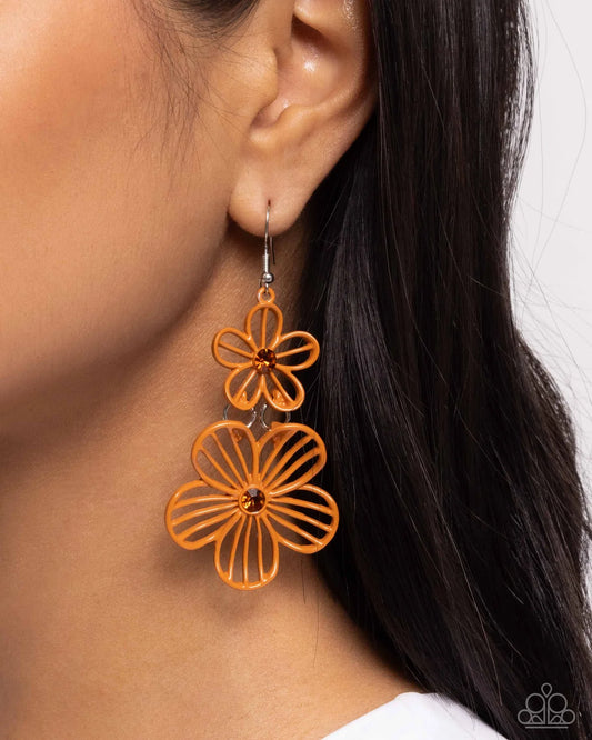 PAPARAZZI "TEXTURED TIERS" ORANGE EARRINGS