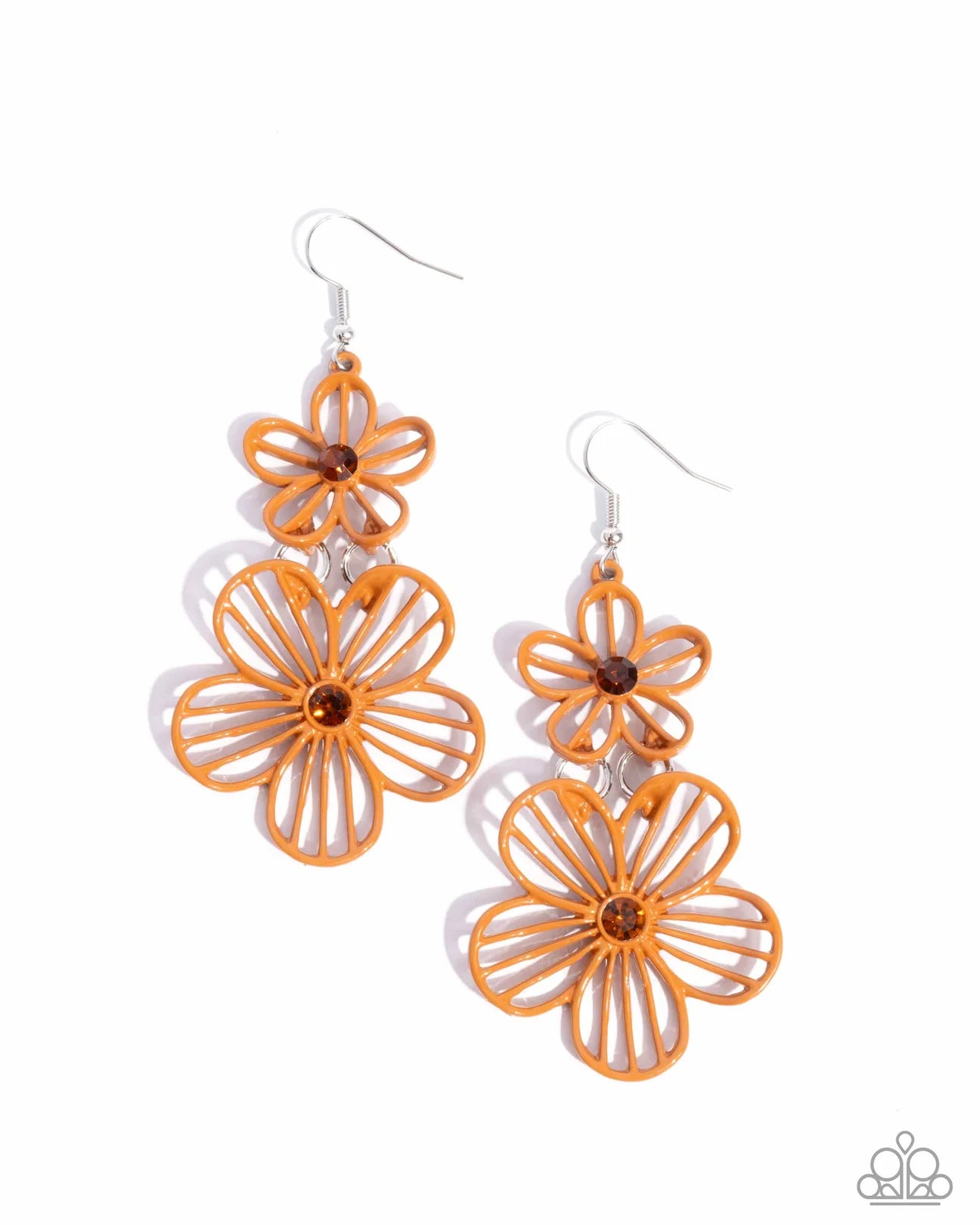 PAPARAZZI "TEXTURED TIERS" ORANGE EARRINGS