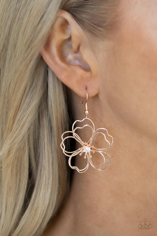 PAPARAZZI "PETAL POWER" ROSE GOLD EARRINGS