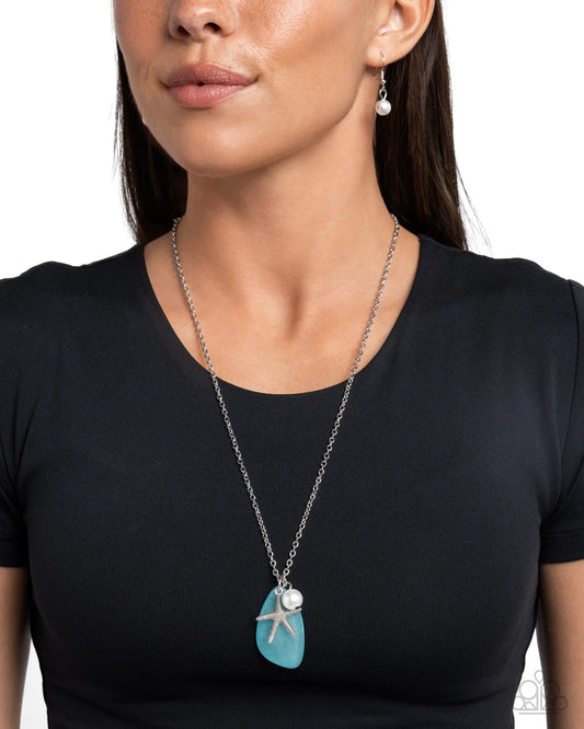 PAPARAZZI "SEA GLASS STASH" BLUE NECKLACE