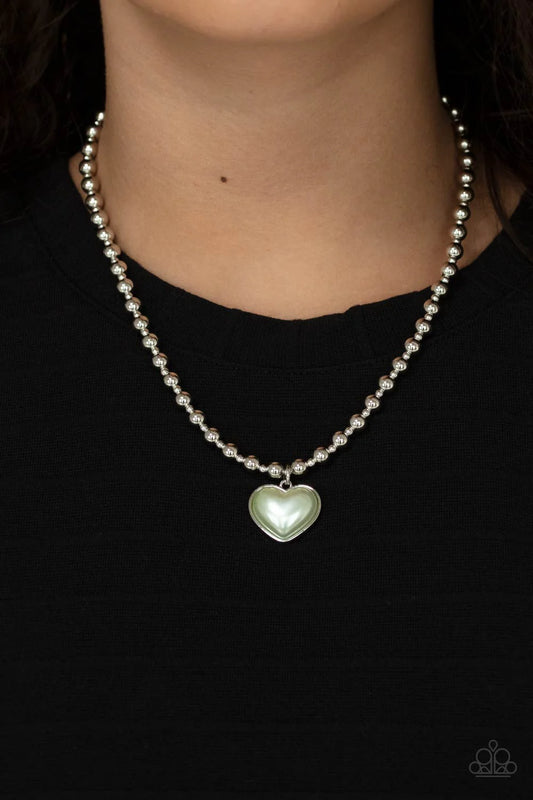 PAPARAZZI "HEART FULL OF FANCY" GREEN NECKLACE