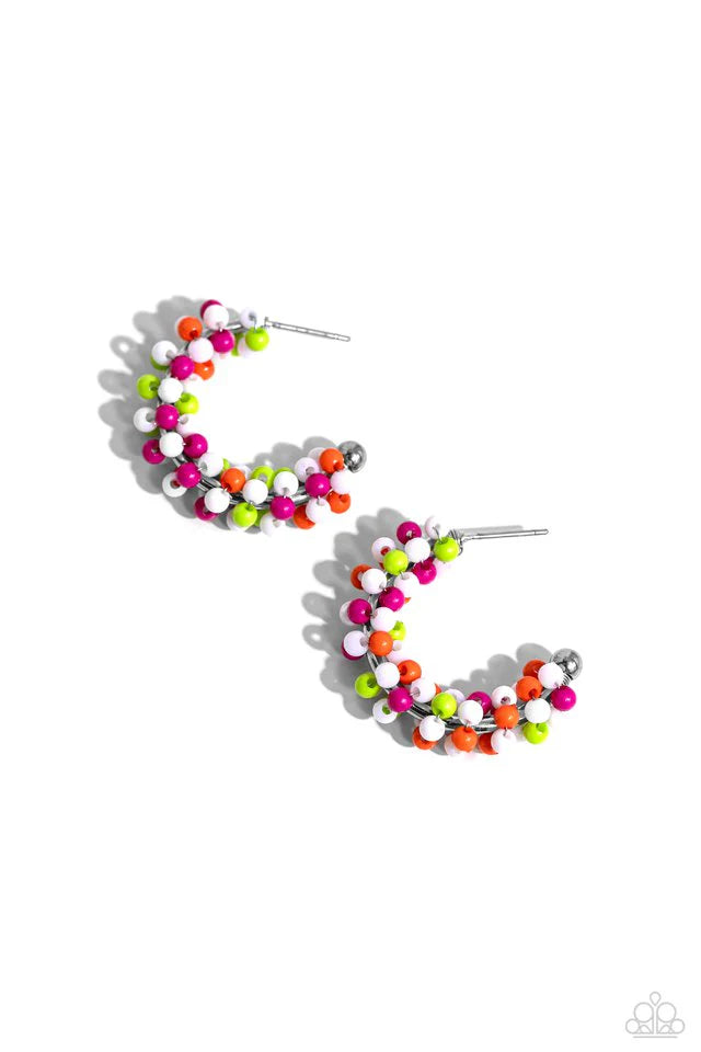 Paparazzi Earring ~ Balloon Backdrop - White