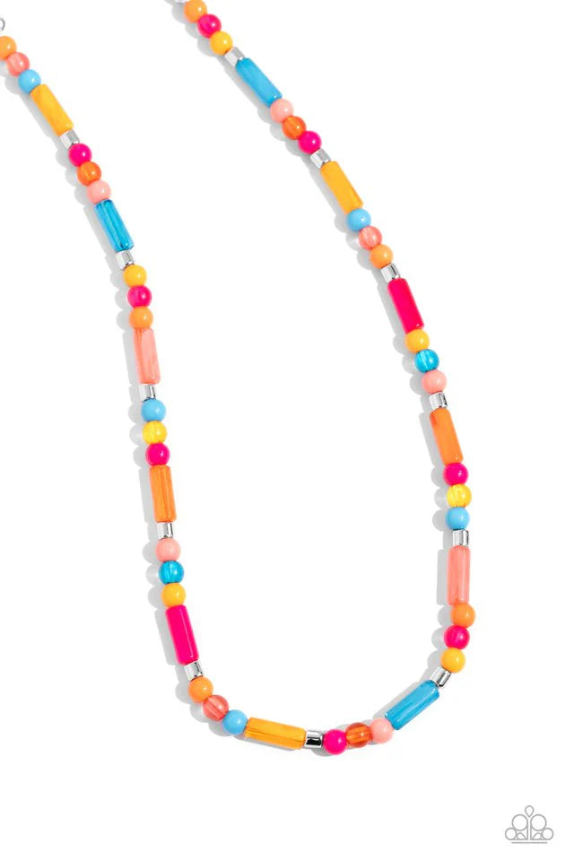 Paparazzi Necklace ~ Beaded Beginner - Orange