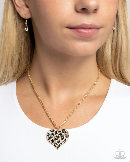 Paparazzi Cheetah Compound Necklace /Paparazzi Cheetah Cameo - Gold Ring