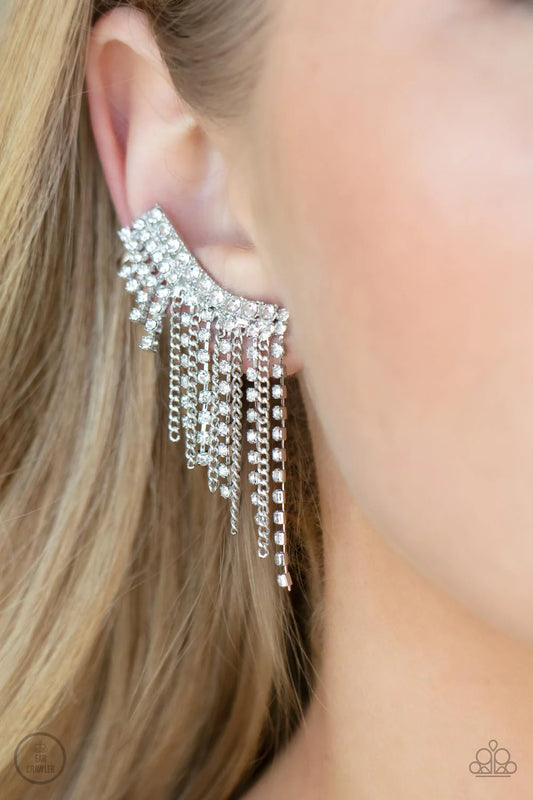 Thunderstruck Sparkle - White Post Earrings - Paparazzi Accessories