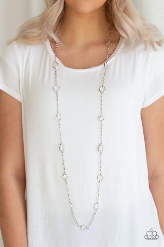 Glassy Glamorous - White Necklace - Paparazzi Accessories