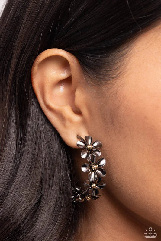 Paparazzi Earring ~ Floral Flamenco - Black