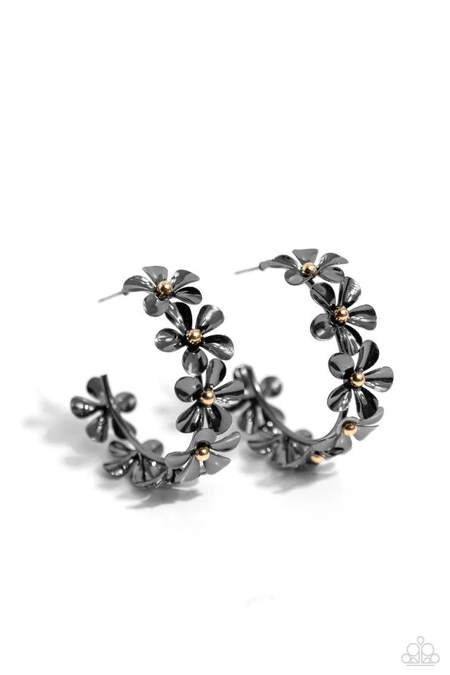 Paparazzi Earring ~ Floral Flamenco - Black