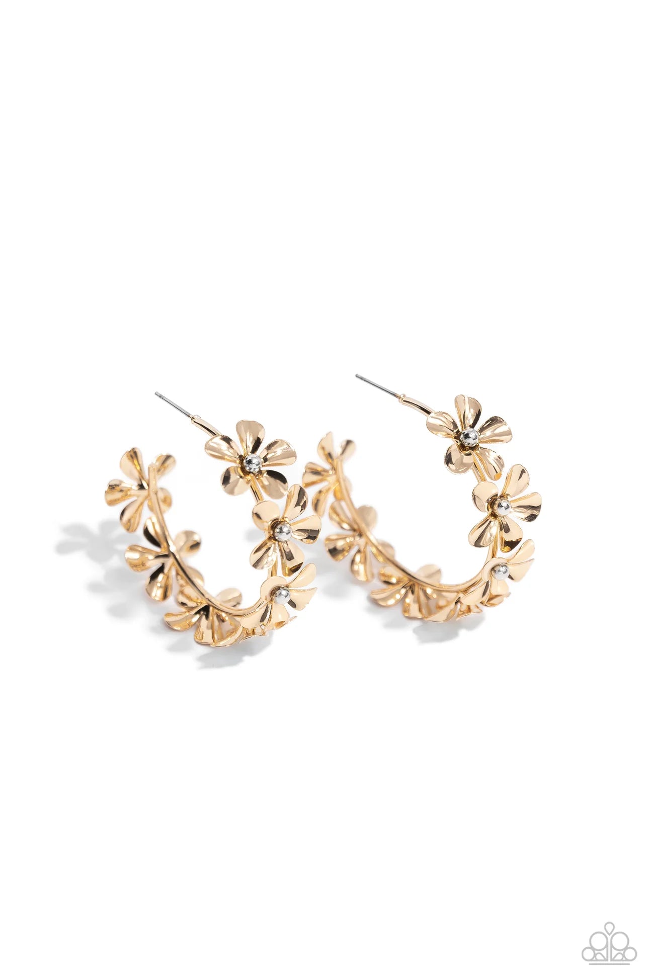 PAPARAZZI "FLORAL FLAMENCO" GOLD POST EARRINGS