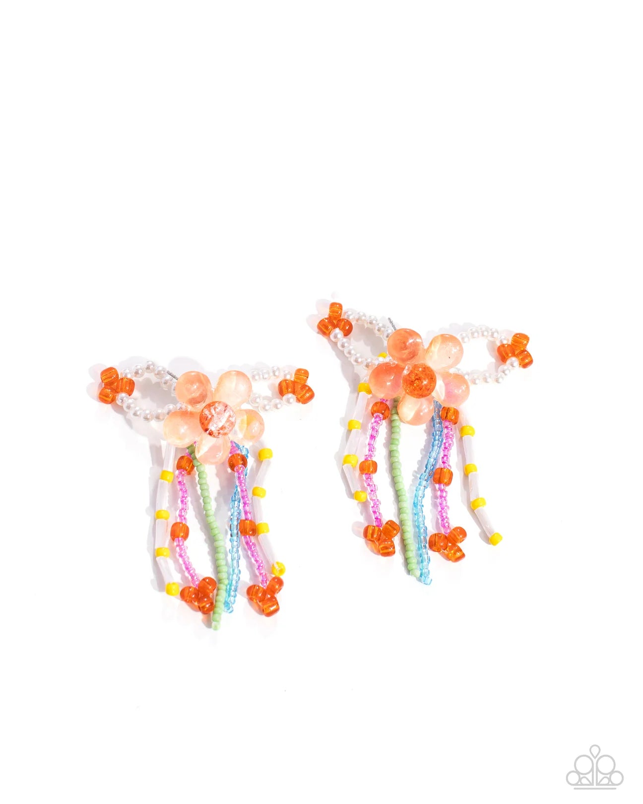 PAPARAZZI "JAPANESE BLOSSOMS" ORANGE POST EARRINGS