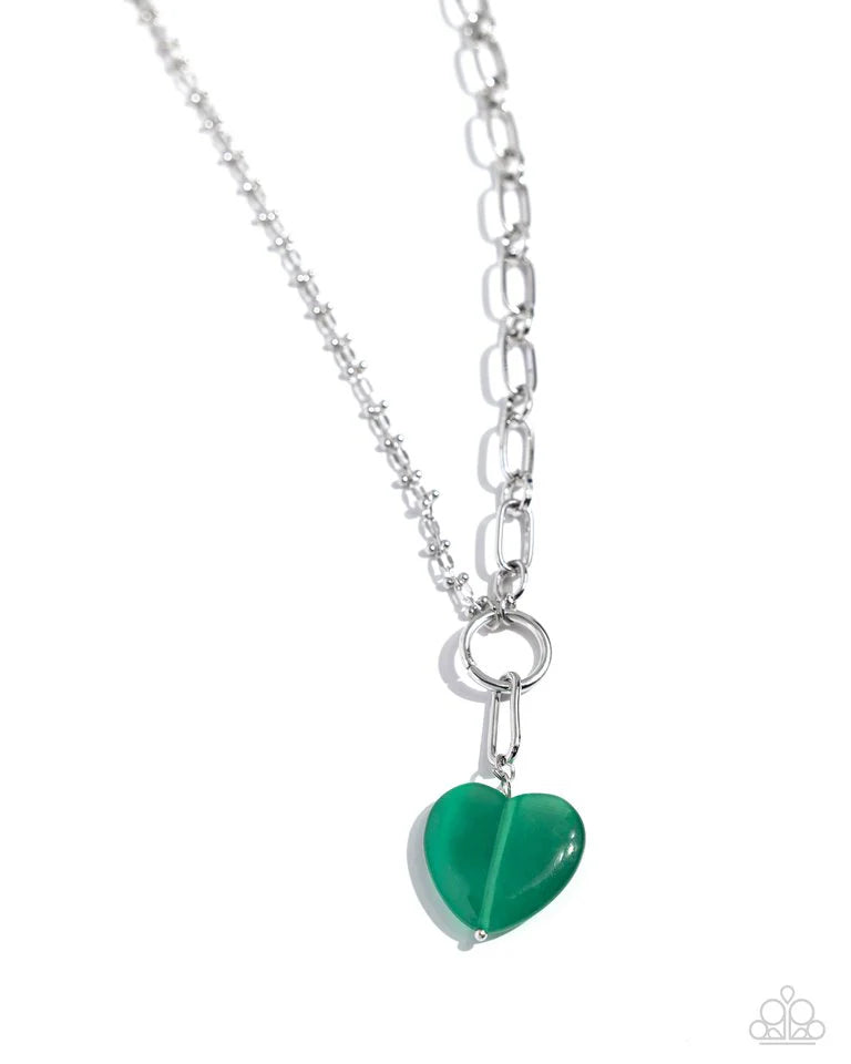 Paparazzi Necklace ~ Definition of HEART - Green/Paparazzi Bracelet ~ HEART Restoration - Green