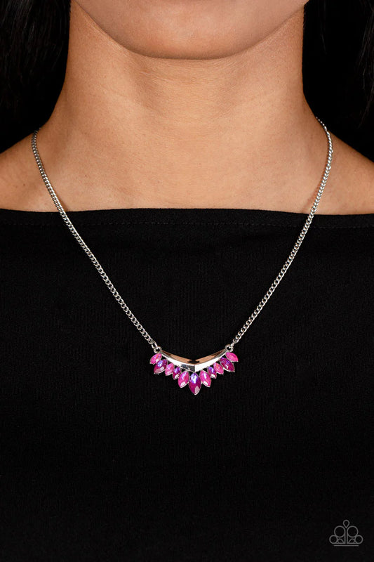 Paparazzi Flash of Fringe - Pink Necklace