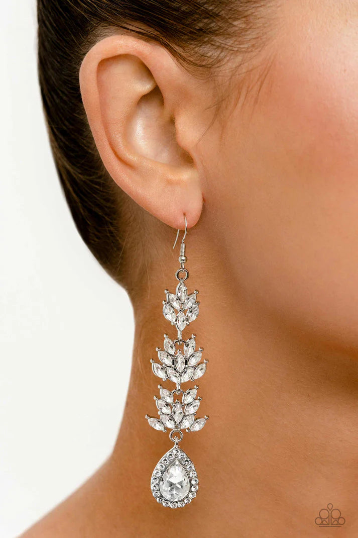 Paparazzi Earring ~ Water Lily Whimsy - White