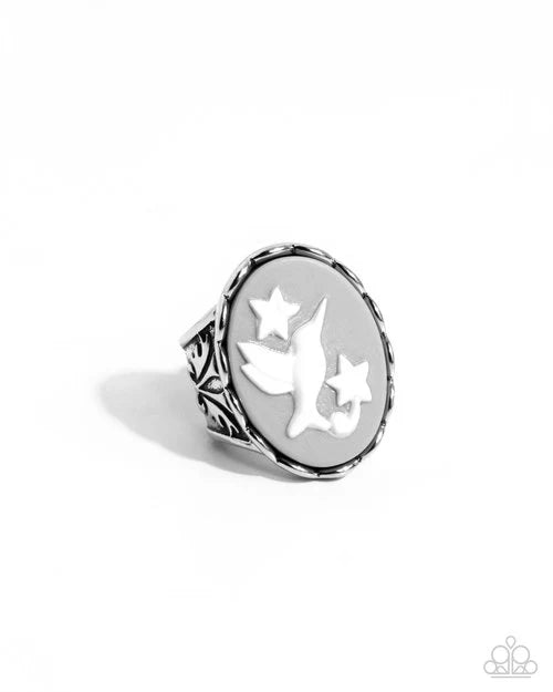 Paparazzi Ring ~ FOWL Language Silver