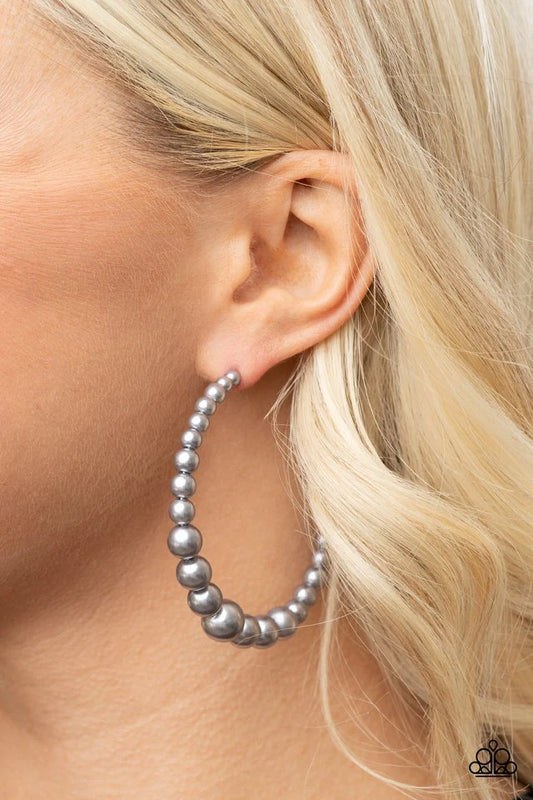 Paparazzi Earring ~ Glamour Graduate - Silver