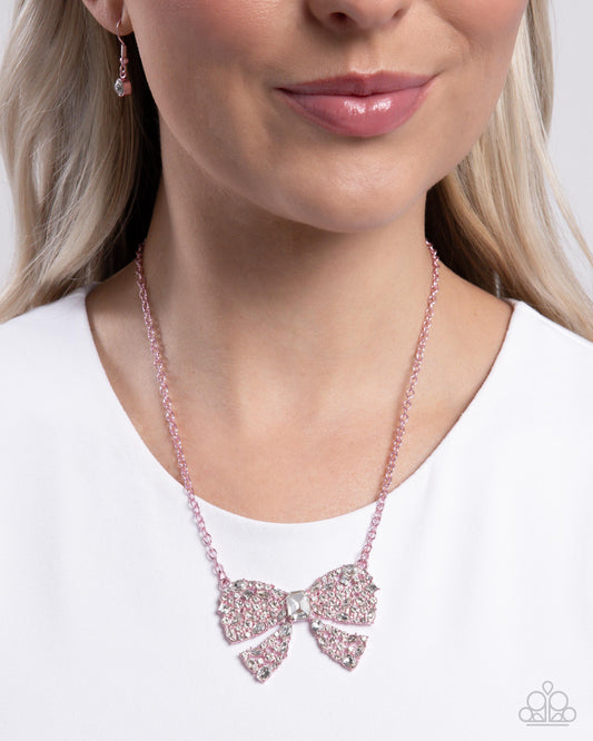 Paparazzi Bewitching Bow - Pink Necklace