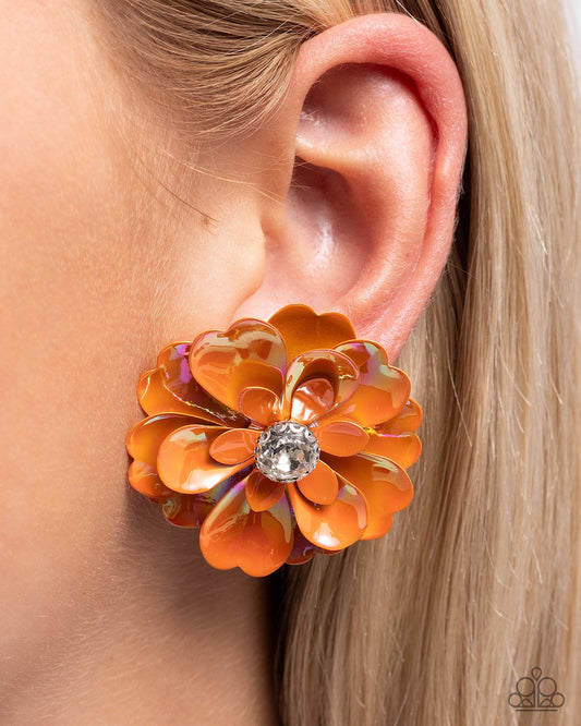 Paparazzi Growth Rate - Orange Post Earrings