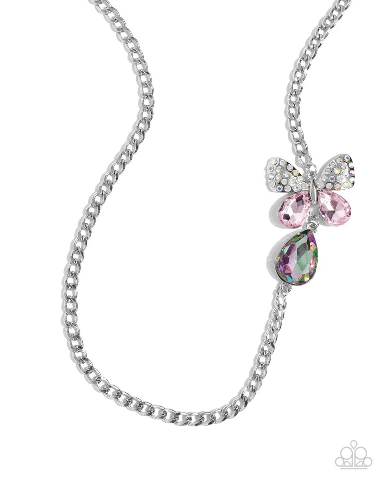 Paparazzi Necklace ~ Fluttering Finesse - Pink