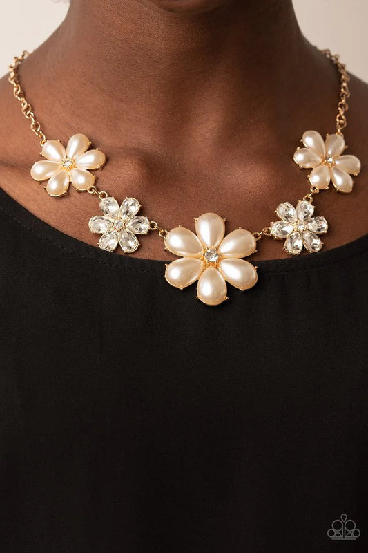 Paparazzi Necklace ~ Fiercely Flowering - Gold