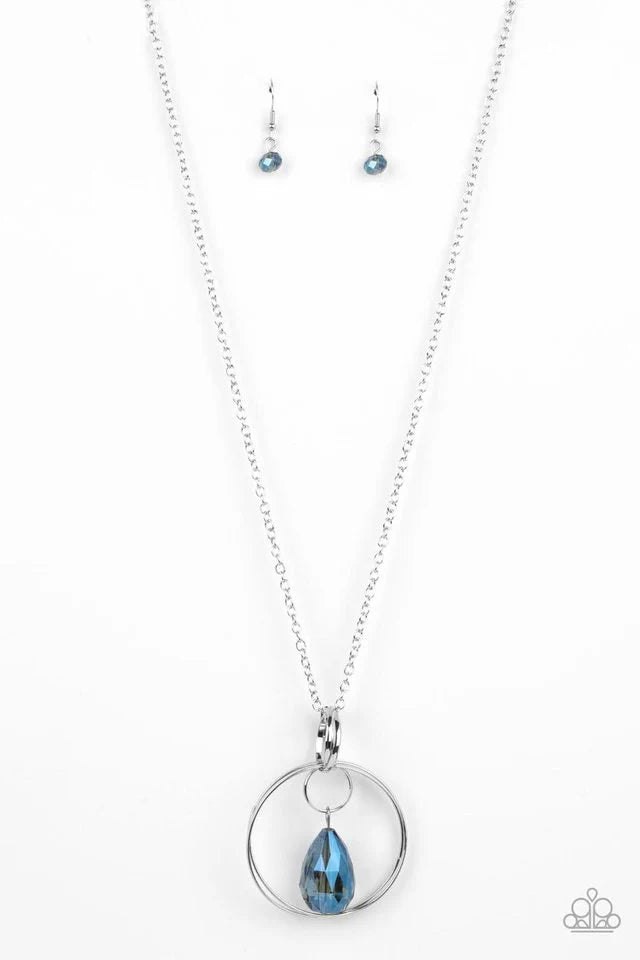 Paparazzi Necklace ~ Swinging Shimmer - Blue