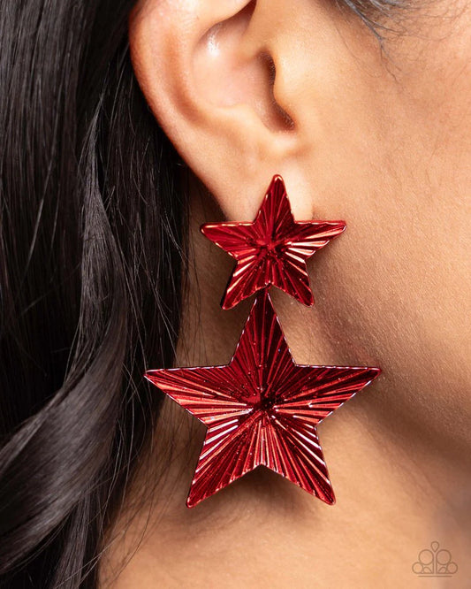 Paparazzi Earring ~ Patriotic Promise - Red