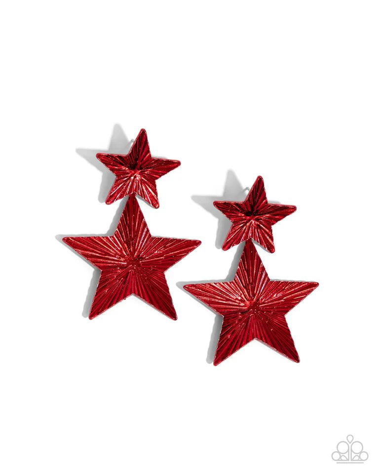 Paparazzi Earring ~ Patriotic Promise - Red