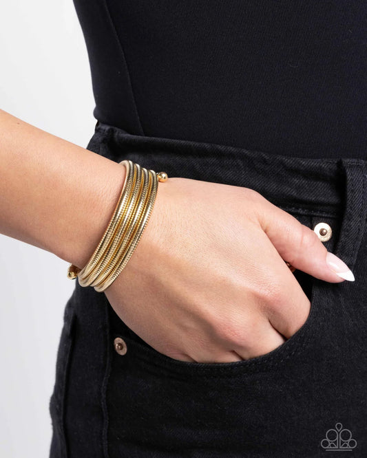 PAPARAZZI "COILED COMMAND" GOLD BRACELET