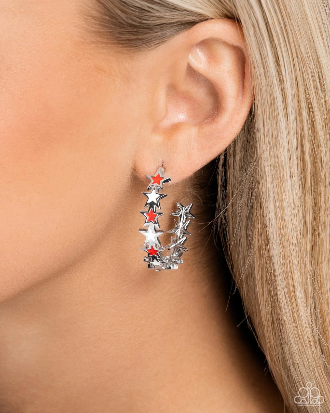 PAPARAZZI "STAR SPANGLED STATEMENT" RED POST EARRINGS