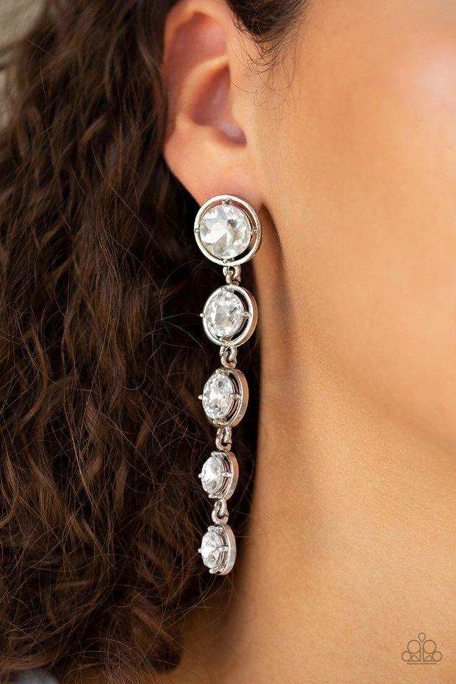 Paparazzi Earring ~ Drippin In Starlight - White