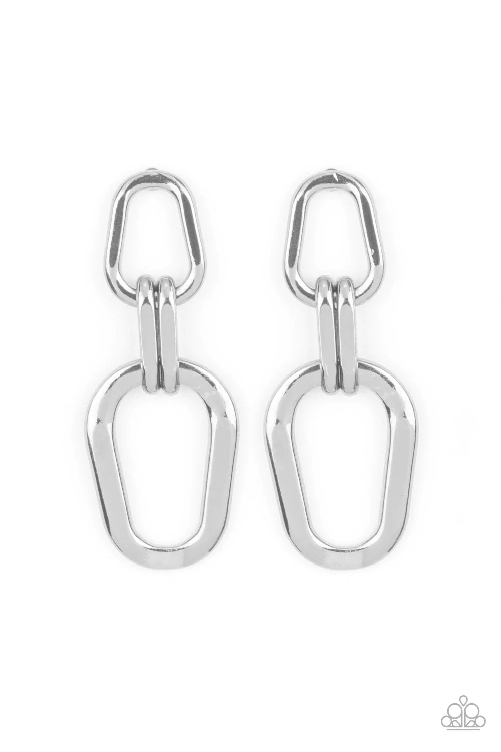 PAPARAZZI "HARMONIC HARDWARE" SILVER POST EARRINGS