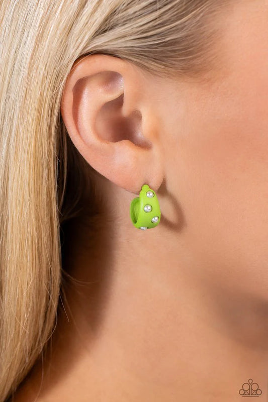 Paparazzi Earring ~ Cover PEARL - Green