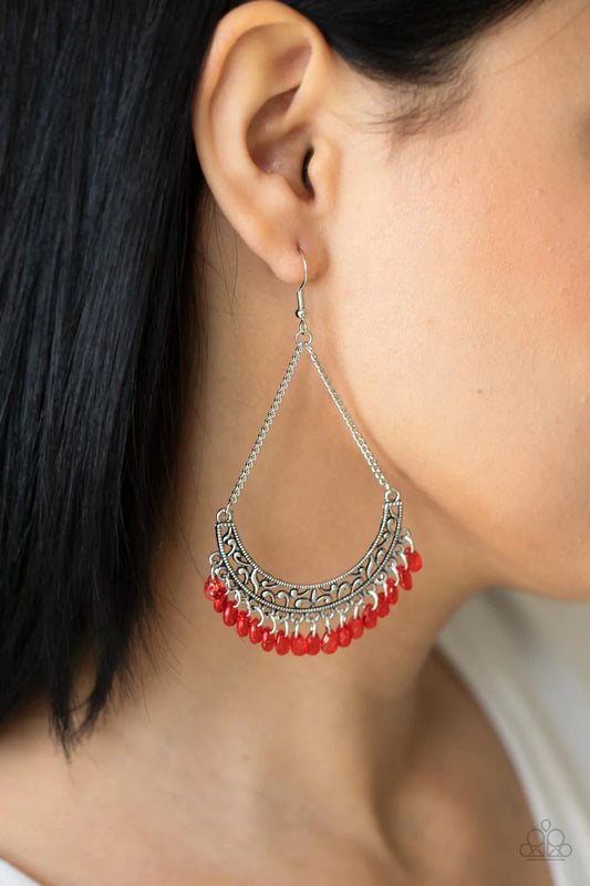 PAPARAZZI "ORCHARD ODYSSEY" RED EARRINGS