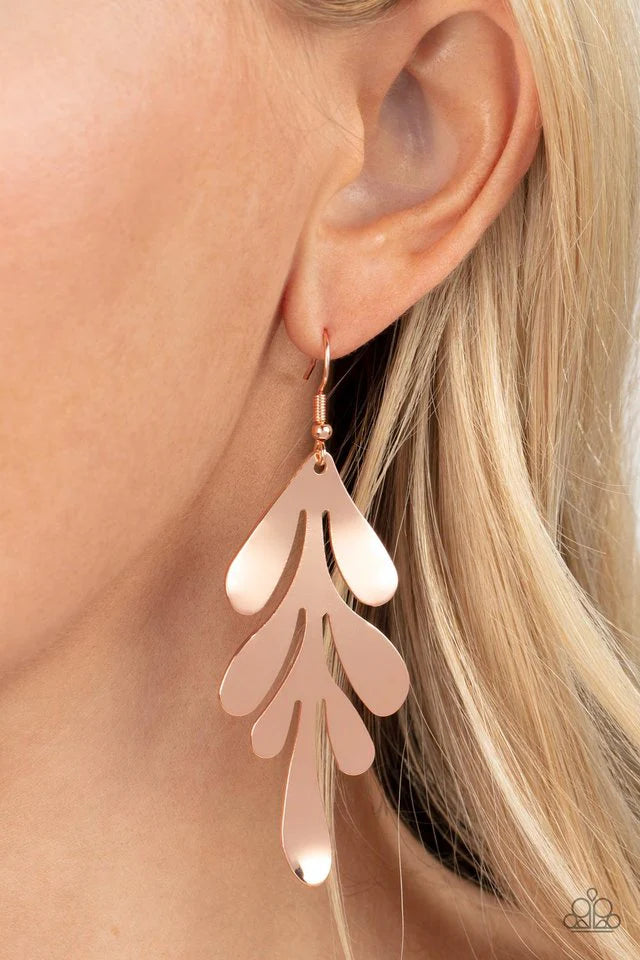 Paparazzi Earring ~ A FROND Farewell - Rose Gold