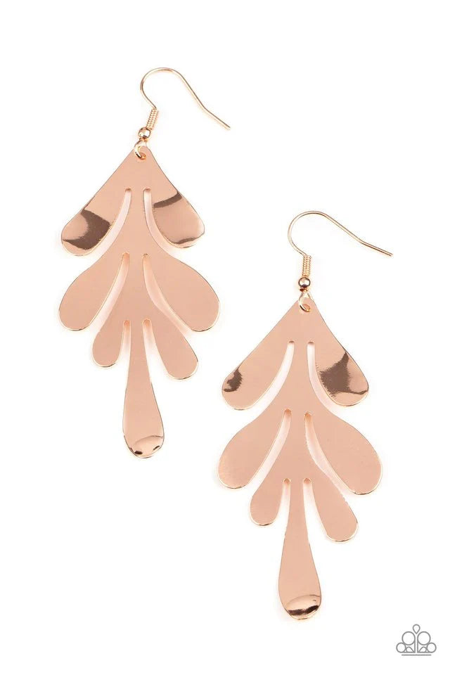 Paparazzi Earring ~ A FROND Farewell - Rose Gold