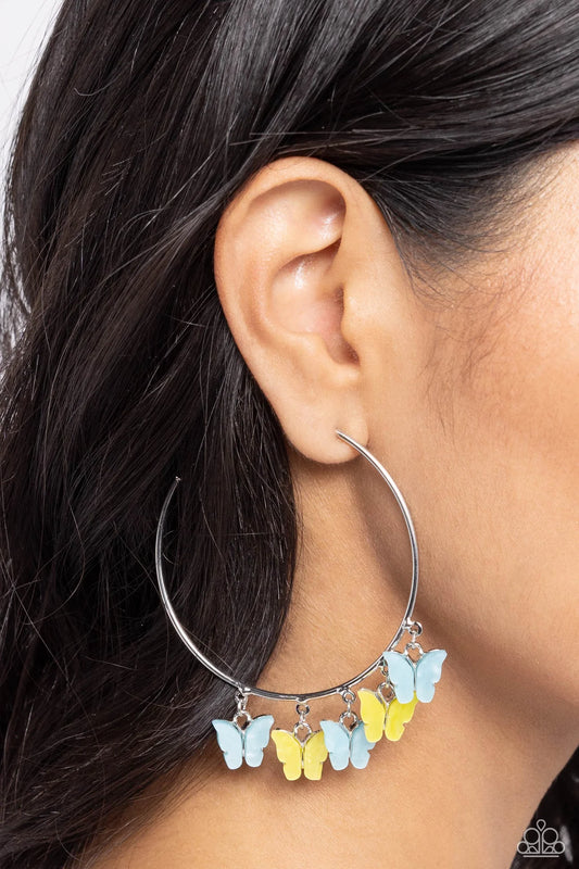 PAPARAZZI "BEMUSING BUTTERFLIES" BLUE POST EARRINGS