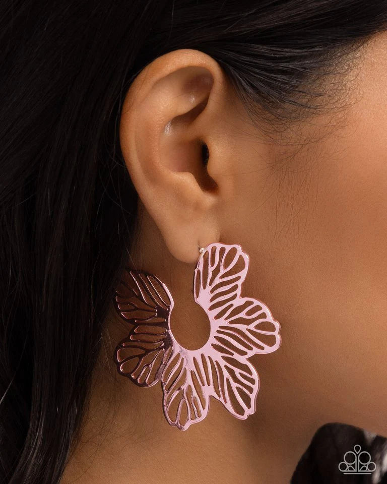 Paparazzi Earring ~ Floral Fame - Pink