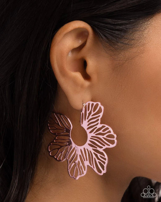 Paparazzi Earring ~ Floral Fame - Pink