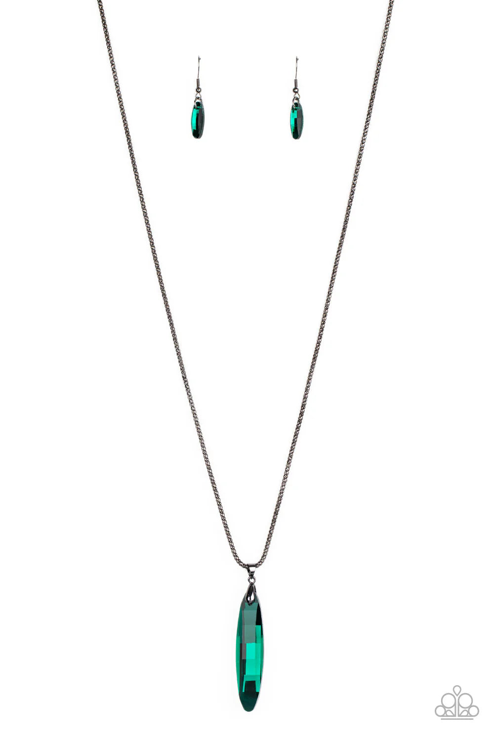 PAPARAZZI "METEOR SHOWER" GREEN NECKLACE