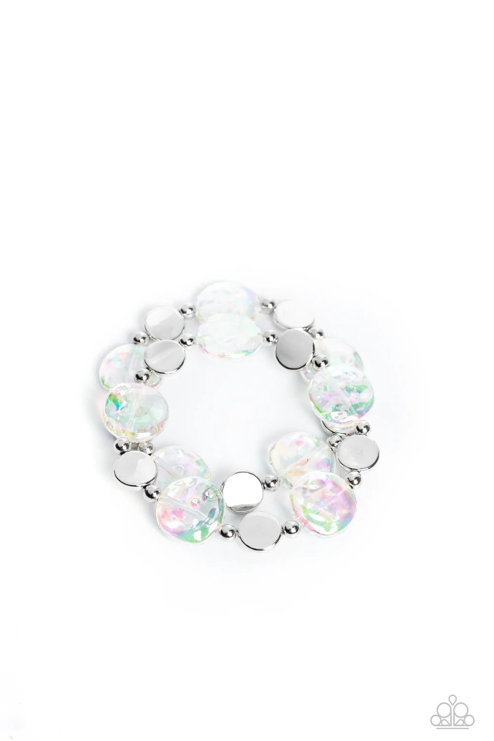 PAPARAZZI "DISCUS THROW" WHITE BRACELET