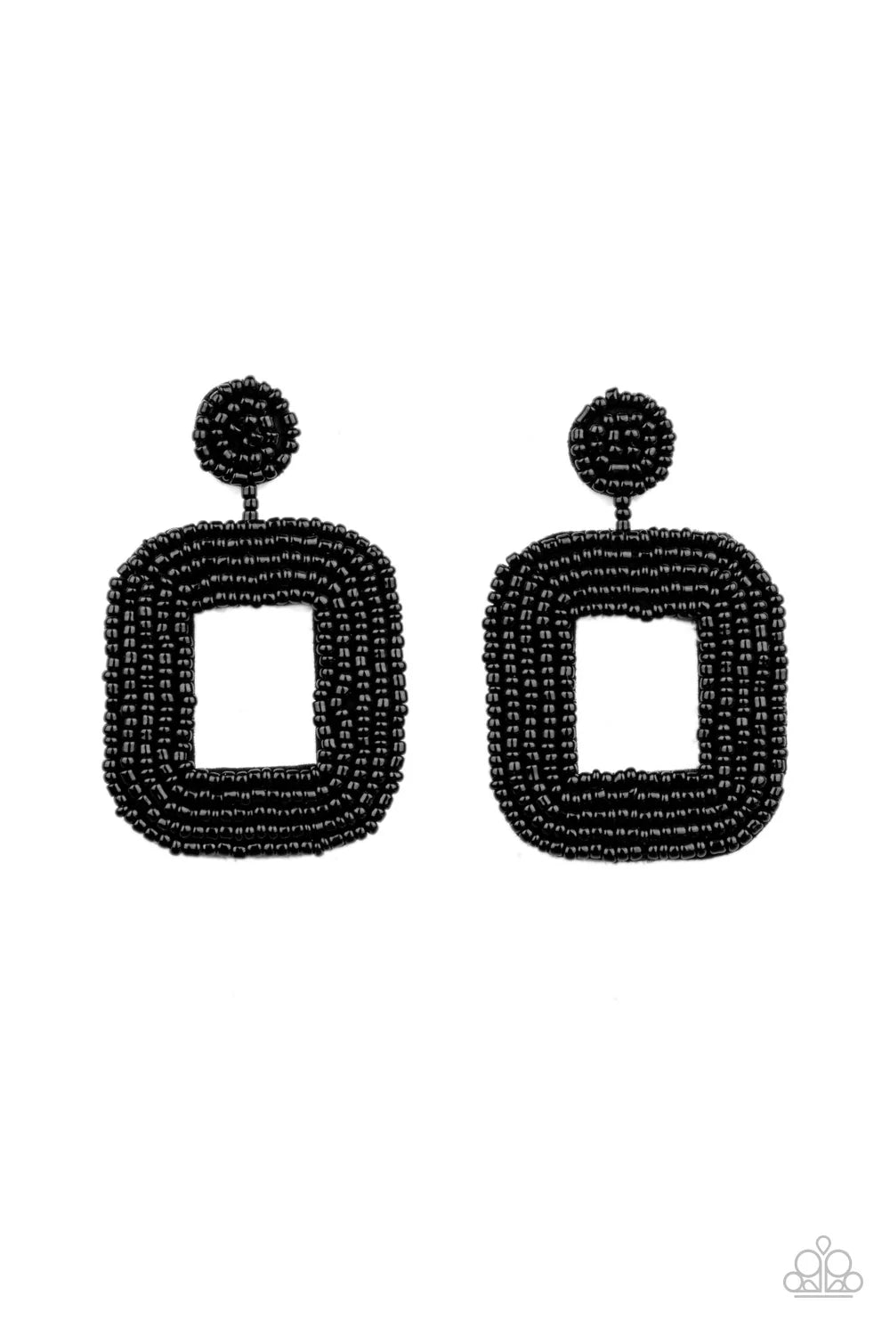 PAPARAZZI "BEADED BELLA" BLACK POST EARRINGS