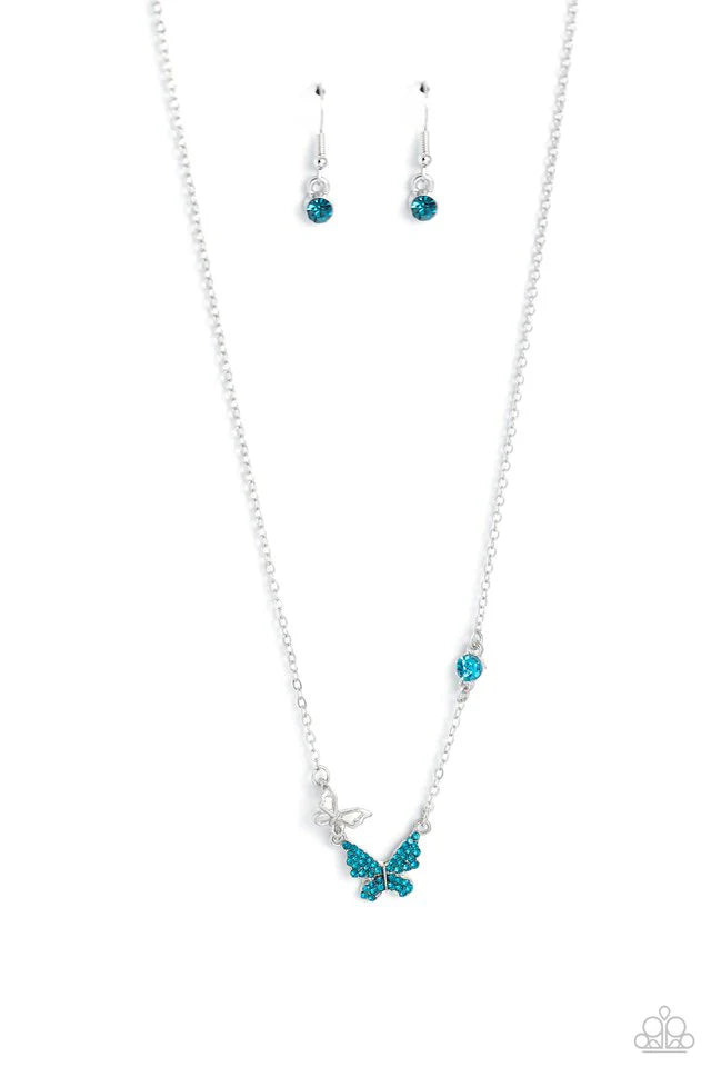 Paparazzi Necklace ~ Cant BUTTERFLY Me Love - Blue