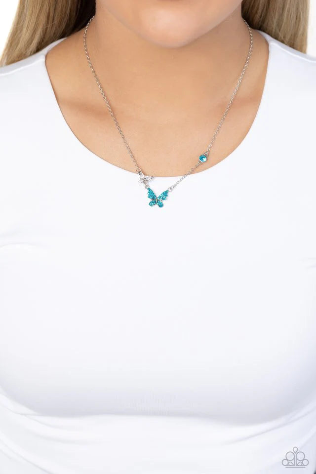 Paparazzi Necklace ~ Cant BUTTERFLY Me Love - Blue